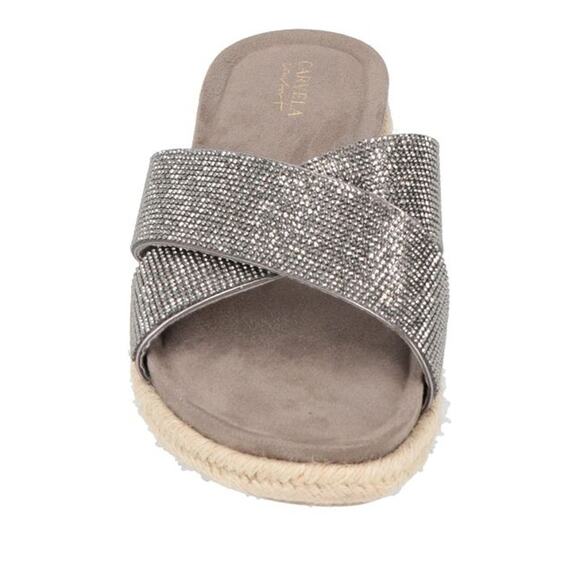 Carvela Comfort Shoes - Carvela Comfort Slip on Silver Rhinestone Open Round Toe Sandals Size 7